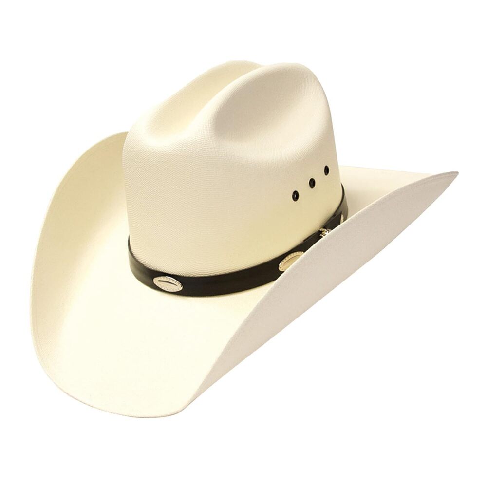 3869 Natural Straw Cowboy Hat - Cattleman Style with Black Hat Band